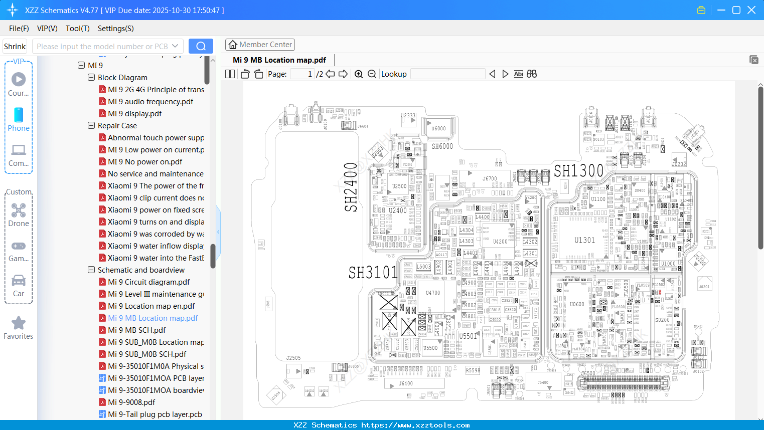 Xiaomi Mi 9 MB Location Map